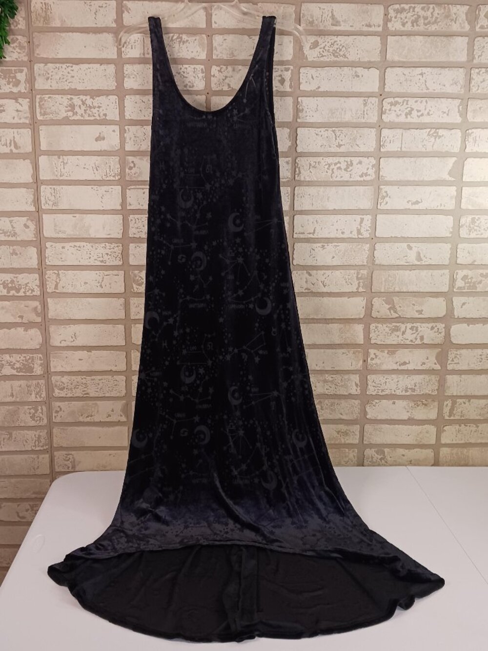 Killstar Womens Medium Lyra Maxi Dress Black Velour & Mesh Stargazer Burnout